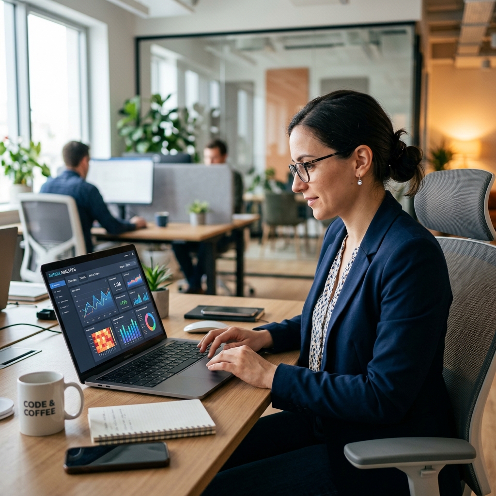 Gestor utilizando sistema ERP e CRM